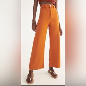 Zara The Marine Straight High Rise Jeans in Orange - Size 6